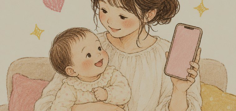 予定ウィジェットのイメージ。赤ちゃんを抱っこするおかあさんの写真